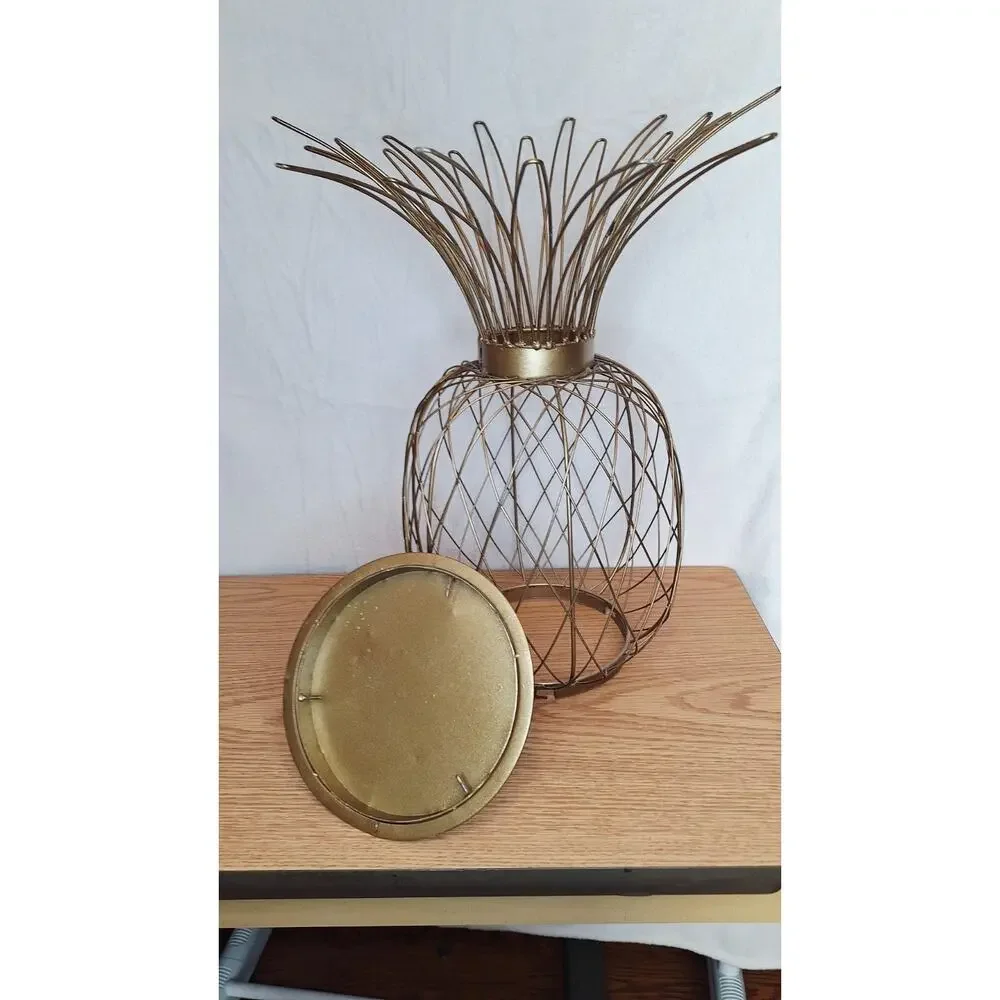 Large Vintage Gold Metal Pineapple Wine Cork Collector Tropical Bar Decor – 20